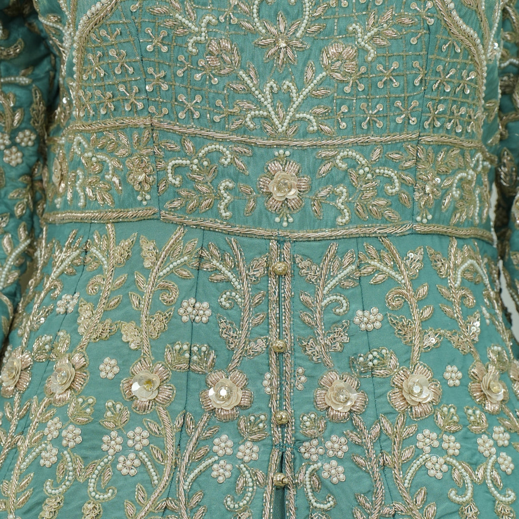 Aqua Embroidered Bridal Anarkali