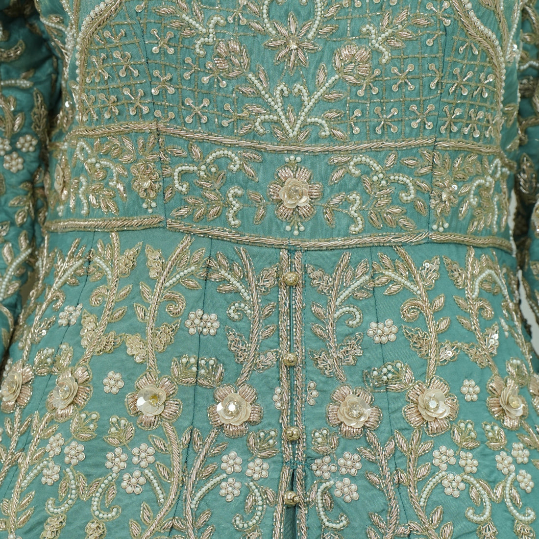 Aqua Embroidered Bridal Anarkali