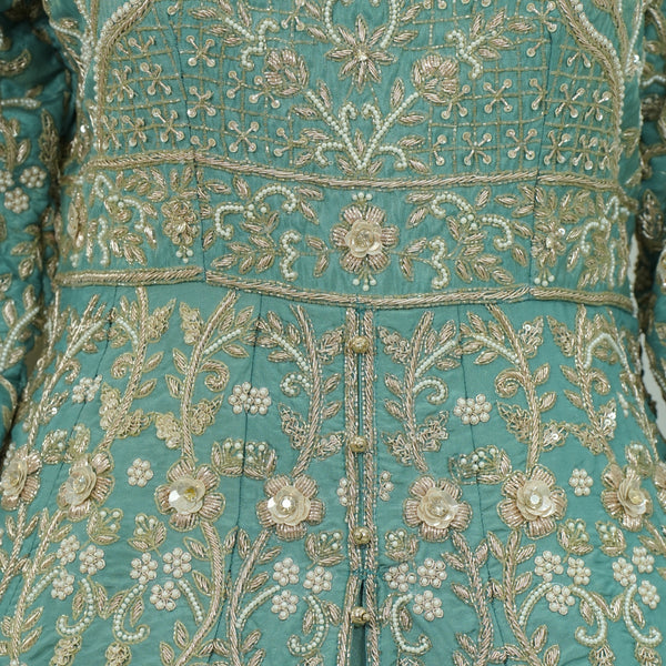 Aqua Embroidered Bridal Anarkali