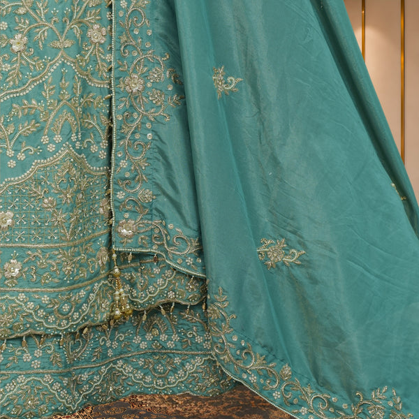 Aqua Embroidered Bridal Anarkali