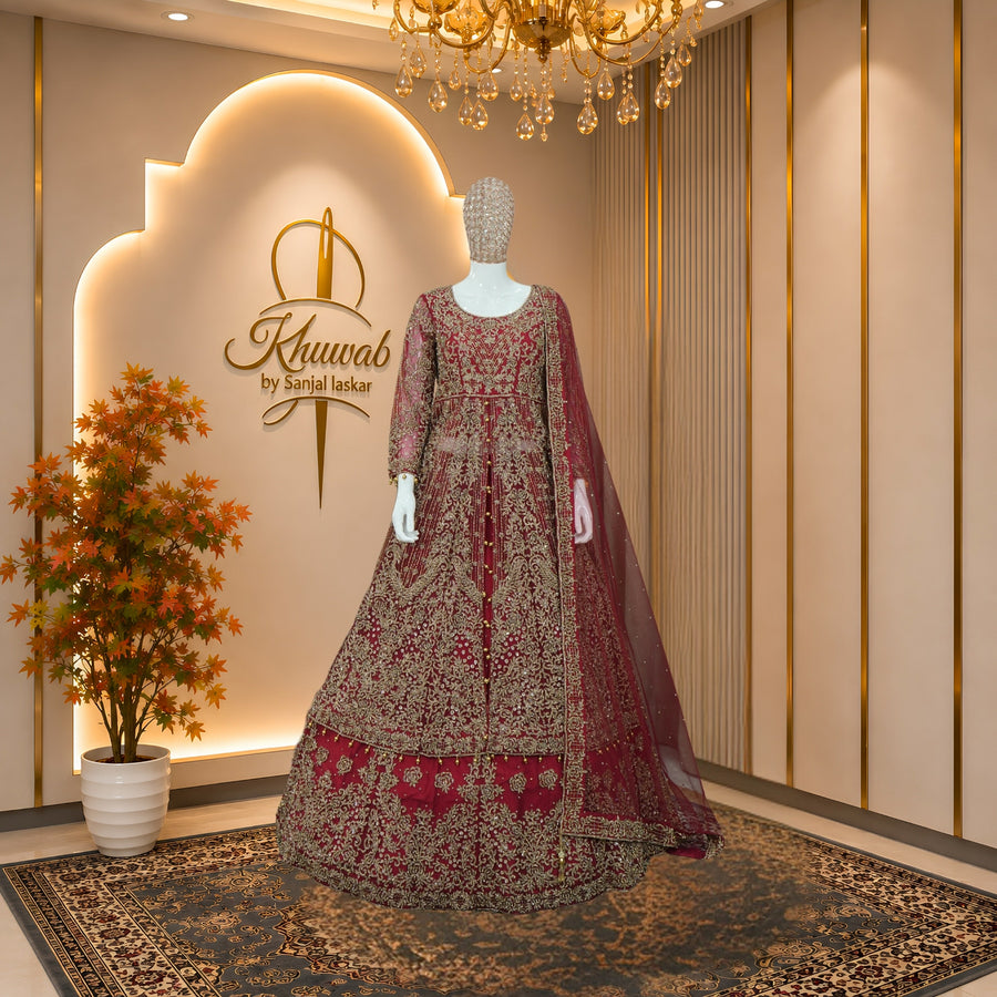 Maroon Regal Bridal Lehenga