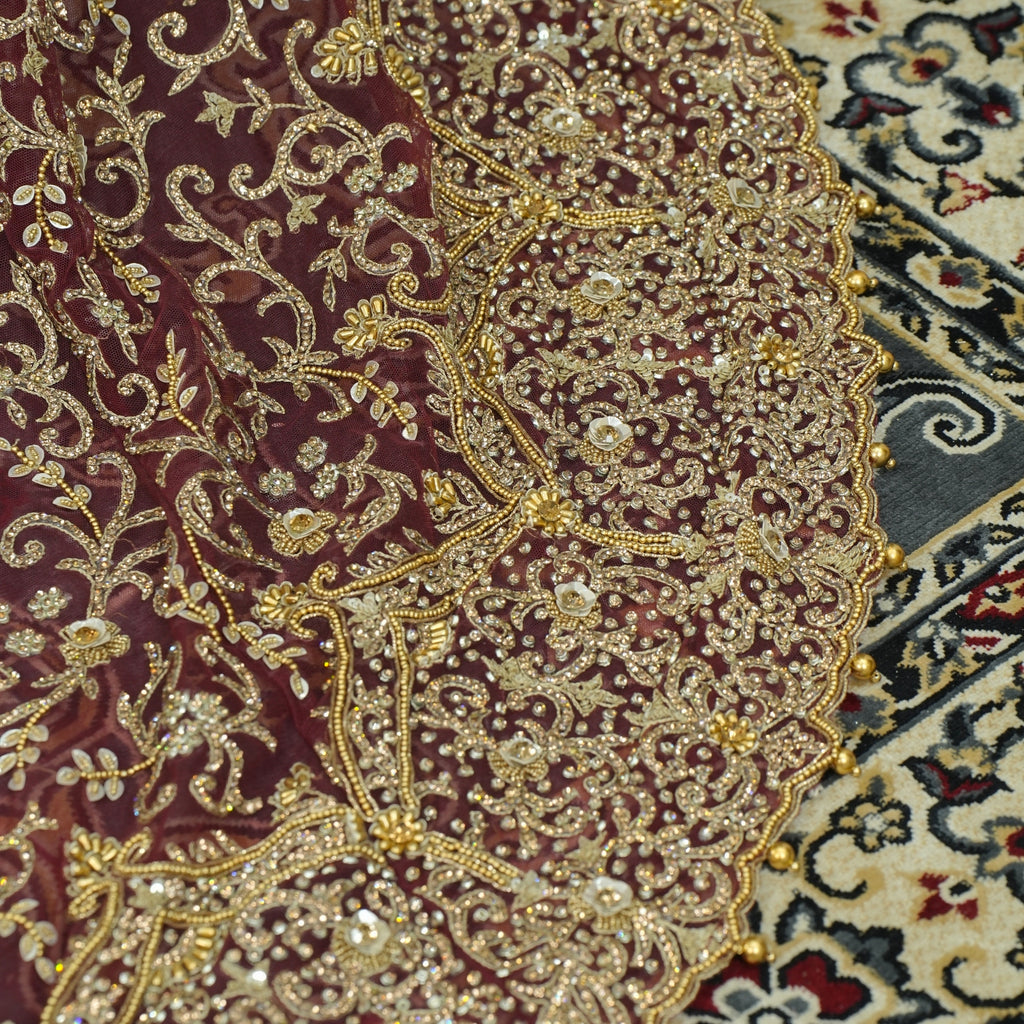Noor Jahan Maroon Bridal Anarkali