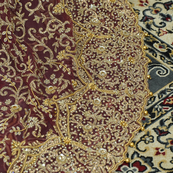 Noor Jahan Maroon Bridal Anarkali