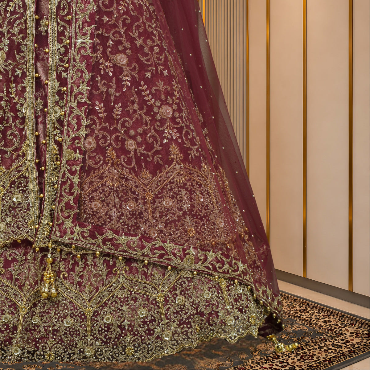 Noor Jahan Maroon Bridal Anarkali