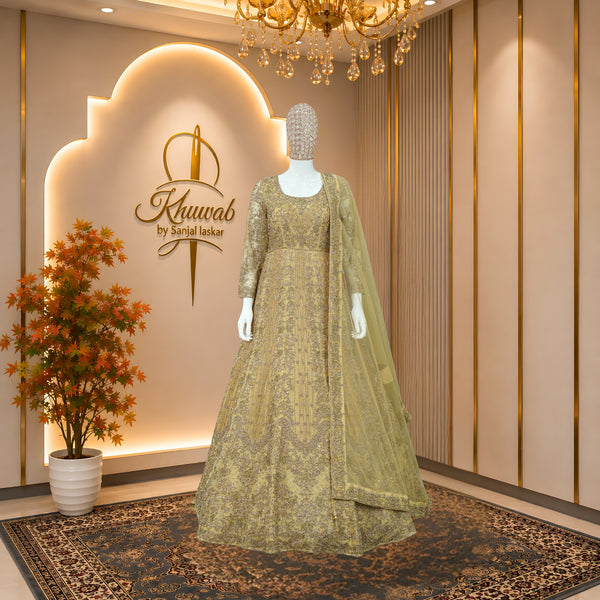 Champagne Gold Embroidered Anarkali