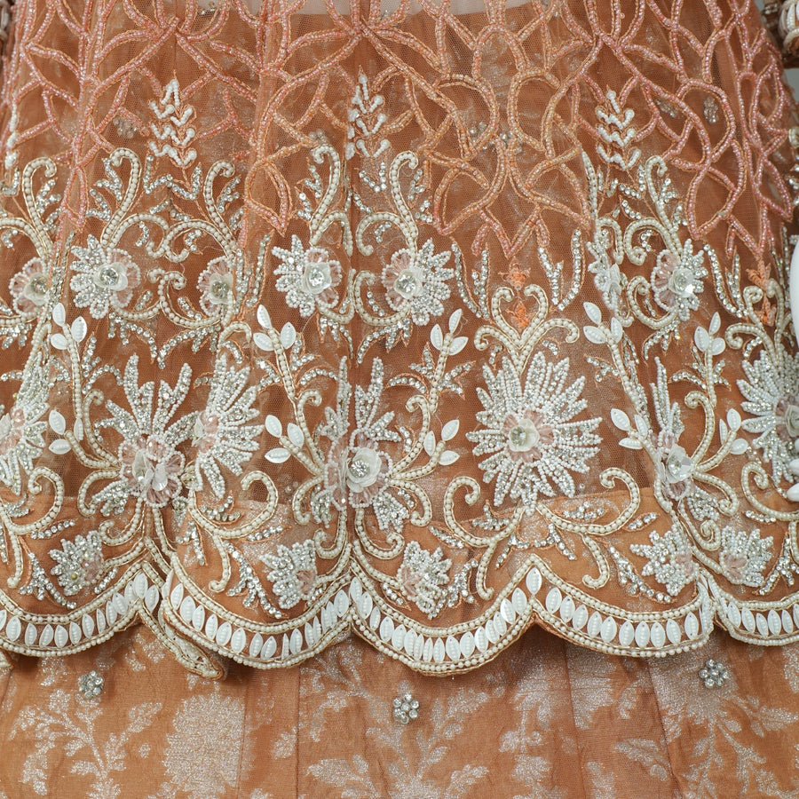 Rose Gold Embroidered Bridal Lehenga