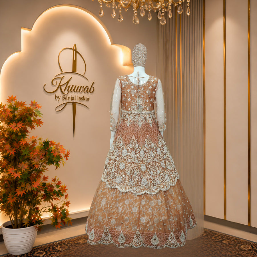 Rose Gold Embroidered Bridal Lehenga