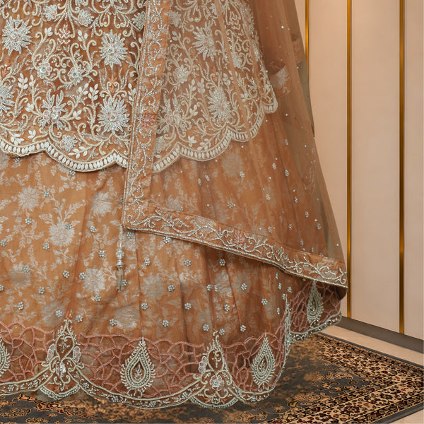 Rose Gold Embroidered Bridal Lehenga