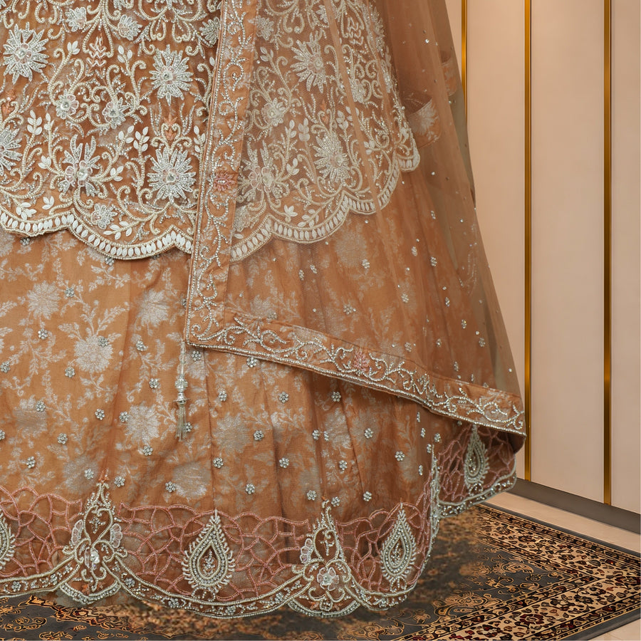 Rose Gold Embroidered Bridal Lehenga