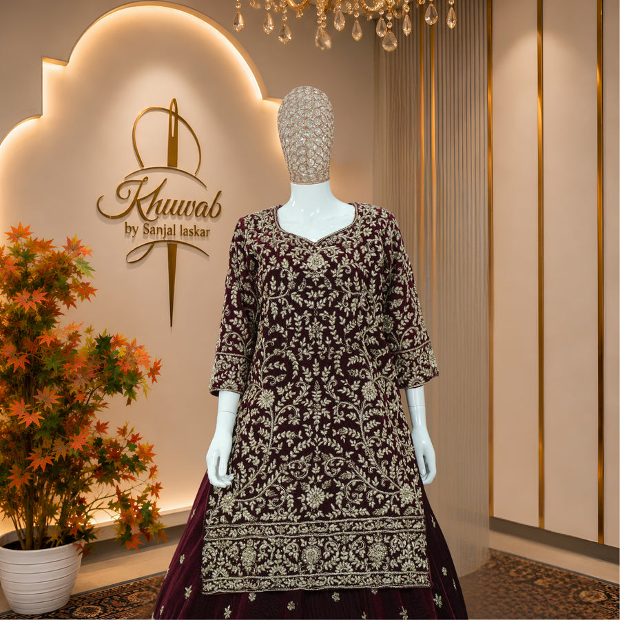 Deep Wine Bridal Lehenga