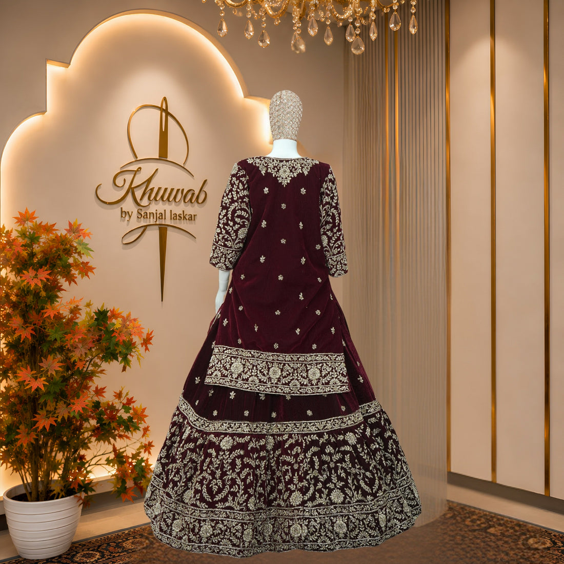 Deep Wine Bridal Lehenga